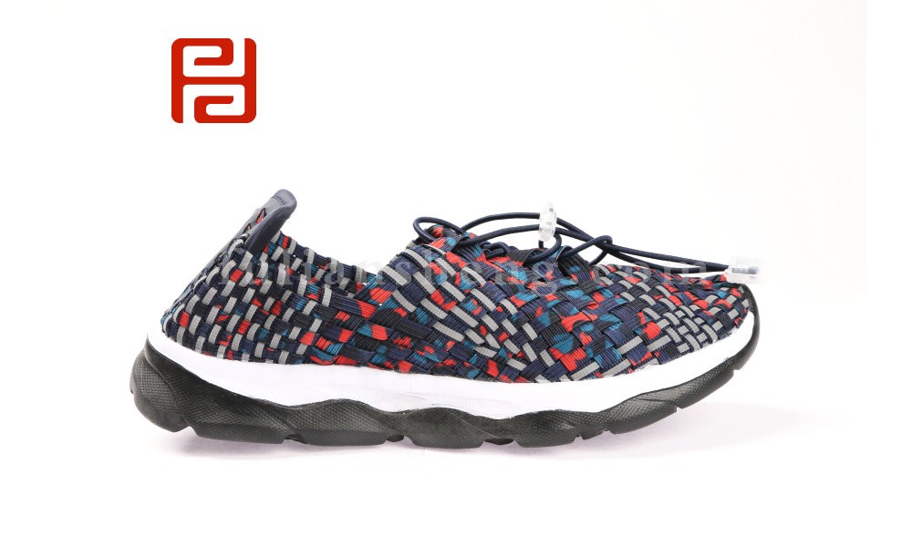 jucaikcp时尚休闲彩色皮筋编织鞋弹力面潮流男鞋图片