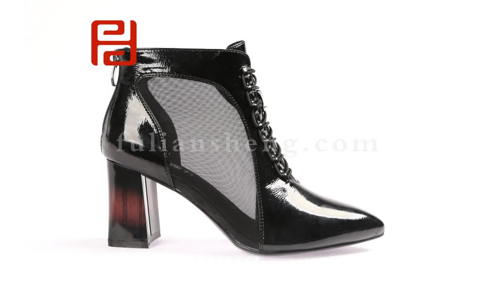 jucaikcp女鞋高跟鞋网纱单鞋粗跟凉鞋镂空网靴凉靴图片