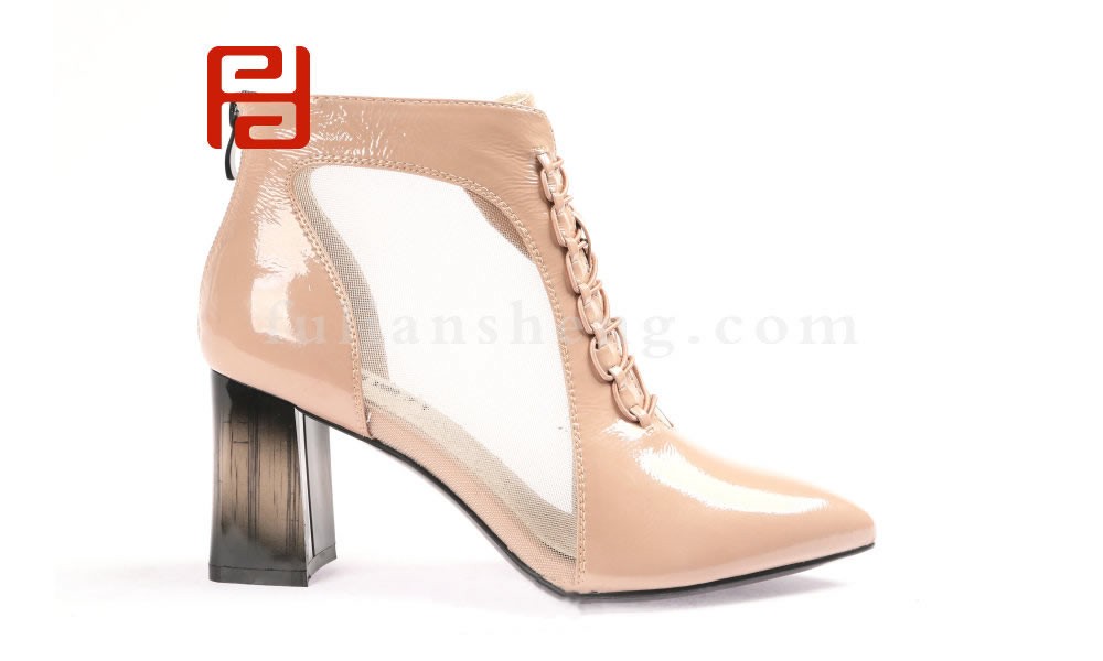 jucaikcp女鞋高跟鞋网纱单鞋粗跟凉鞋镂空网靴凉靴图片