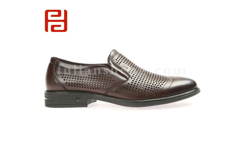 jucaikcp休闲皮鞋 男夏季真皮透气一脚蹬镂空商务工作男鞋图片