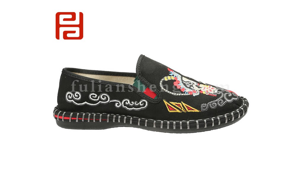jucaikcp夏款男半脸谱文字老北京布鞋民族风社会鞋图片