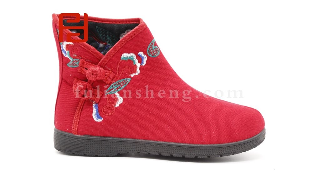 jucaikcp老北京布鞋2020冬季新款民族风中国风绣花印花短靴棉靴图片