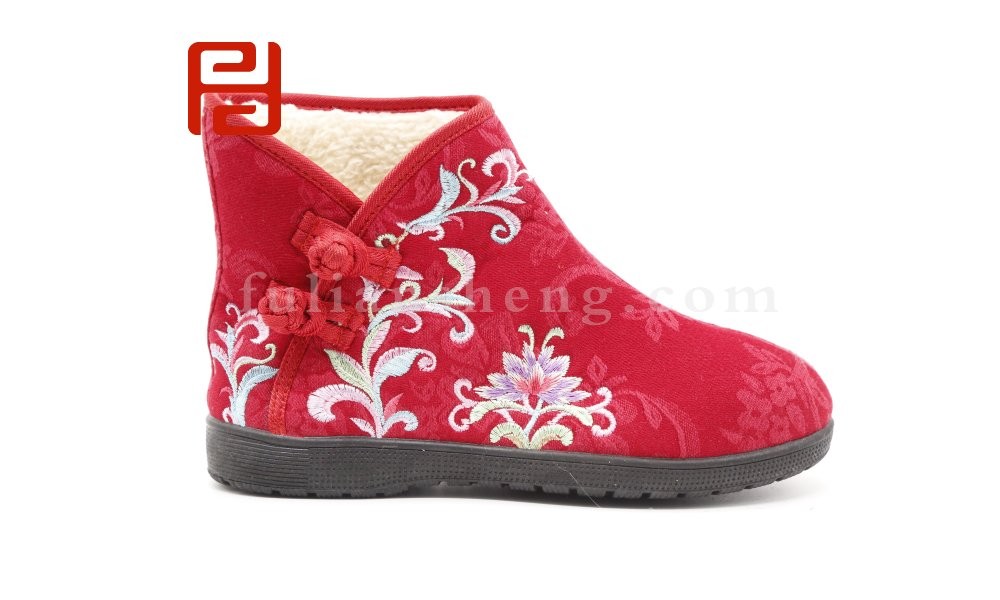 jucaikcp老北京布鞋女冬季加绒保暖民族风绣花短靴图片