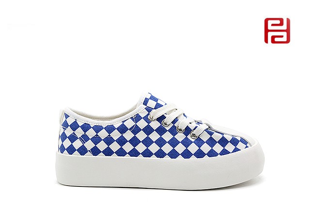jucaikcp夏季女鞋板鞋自由撞色棋盘格厚底舒适透气鞋子
