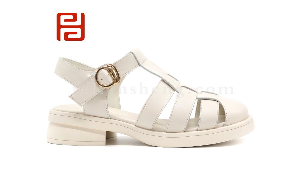 jucaikcp夏季女鞋凉鞋复古森系罗马鞋皮质面料