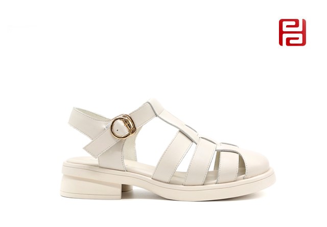 jucaikcp夏季女鞋凉鞋复古森系罗马鞋皮质面料