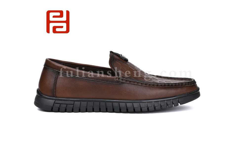 jucaikcp春秋男鞋单鞋棋盘纹豆豆鞋商务复古手缝鞋