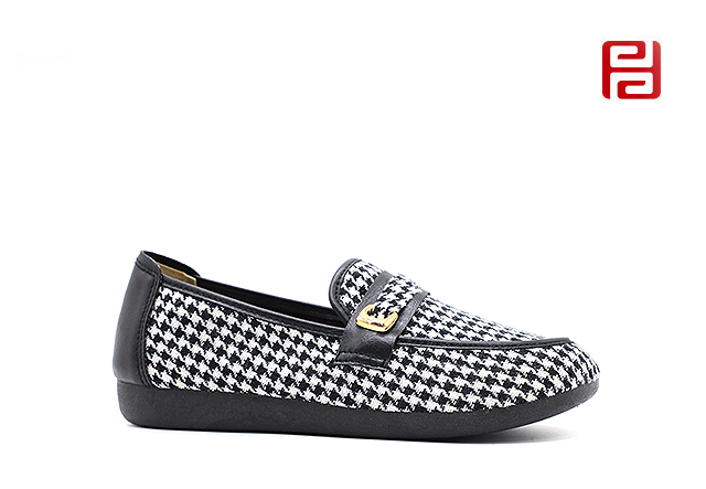 舒适休闲女鞋格子布面料棉麻里布春季单鞋女鞋