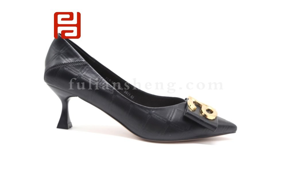 jucaikcp休闲工作通勤压纹浅口细跟中跟舒适女鞋图片