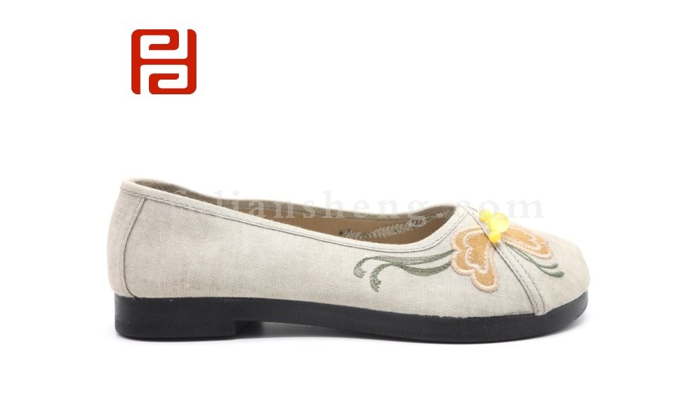 jucaikcp老北京布鞋女鞋素面古风纯色绣花圆头浅口古装平底鞋
