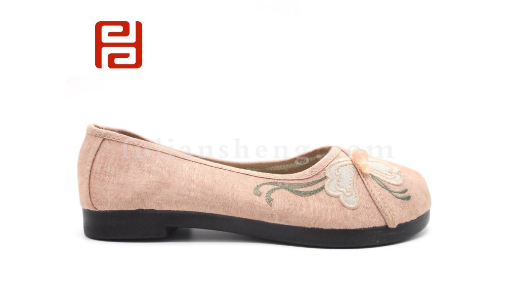 jucaikcp老北京布鞋女鞋素面古风纯色绣花圆头浅口古装平底鞋