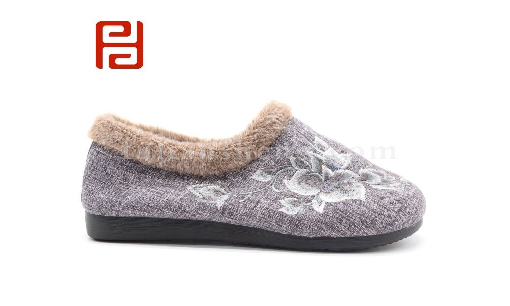 jucaikcp老北京布鞋女鞋冬季加绒保暖一脚蹬居家套脚鞋子图片