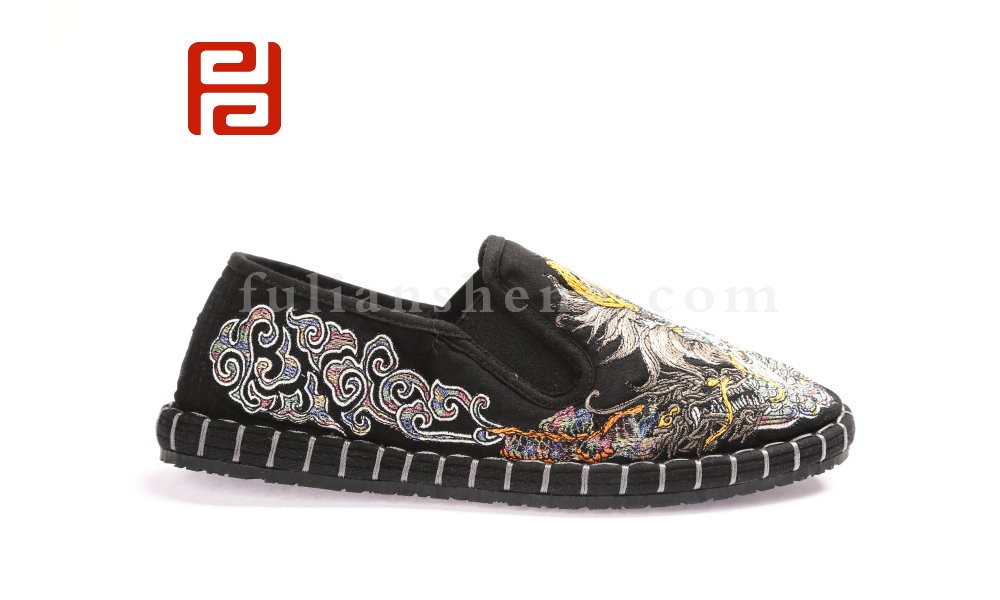 jucaikcp男士刺绣亚麻复古风中国龙祥云老北京布鞋单鞋(图3)