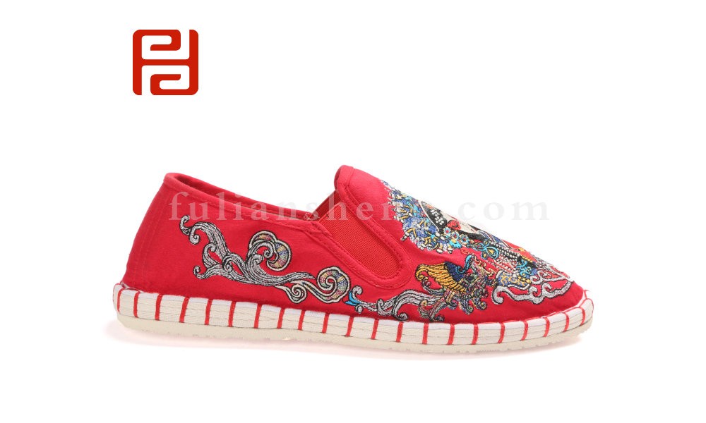 jucaikcp中国风老北京布鞋男绣花社会脸谱千层底软底布鞋(图4)