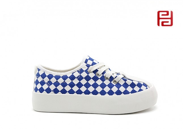 jucaikcp夏季女鞋板鞋自由撞色棋盘格厚底舒适透气鞋子