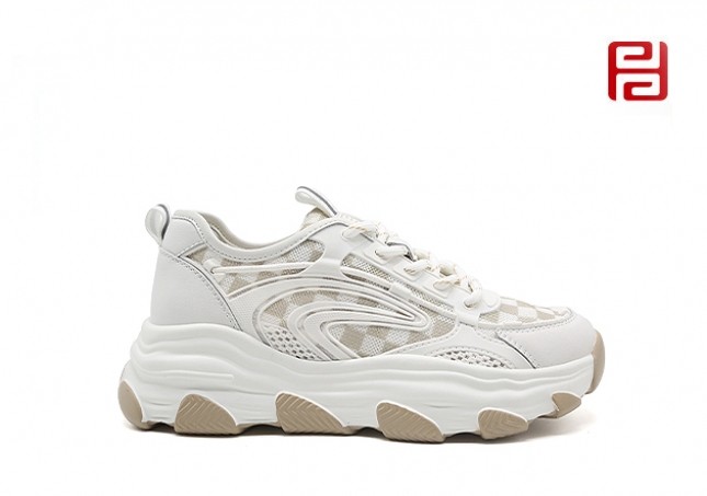 jucaikcp夏季时尚运动女鞋棋盘格拼色老爹鞋