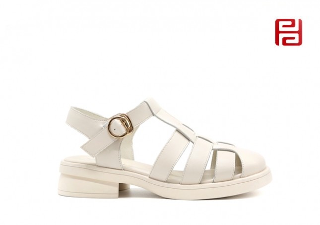 jucaikcp夏季女鞋凉鞋复古森系罗马鞋皮质面料