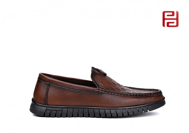 jucaikcp春秋男鞋单鞋棋盘纹豆豆鞋商务复古手缝鞋