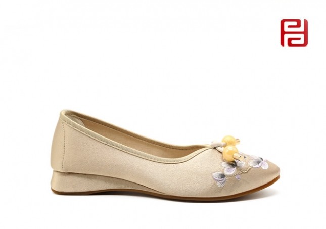 jucaikcp老北京布鞋民族风绣花女鞋棉麻古典坡跟休闲