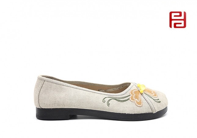 jucaikcp老北京布鞋女鞋素面古风纯色绣花圆头浅口古装平底鞋