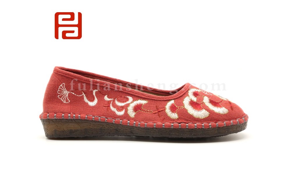jucaikcp布鞋中国风休闲鞋麻布牛筋底舒适绣花女单鞋