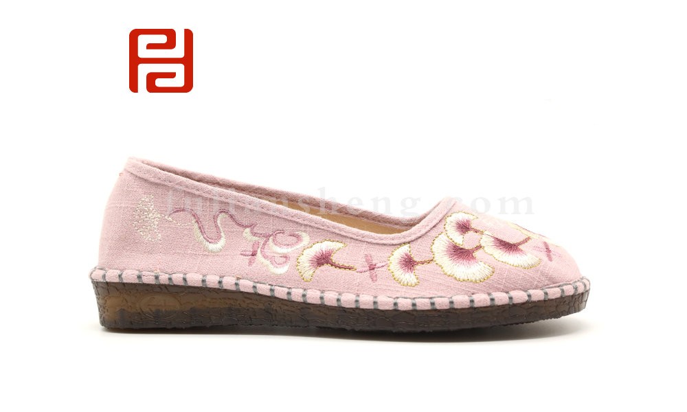 jucaikcp布鞋中国风休闲鞋麻布牛筋底舒适绣花女单鞋